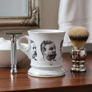 Vintage Mid-Century Viking Mustache Mug | 1960s–70s Pedestal Shaving Mug